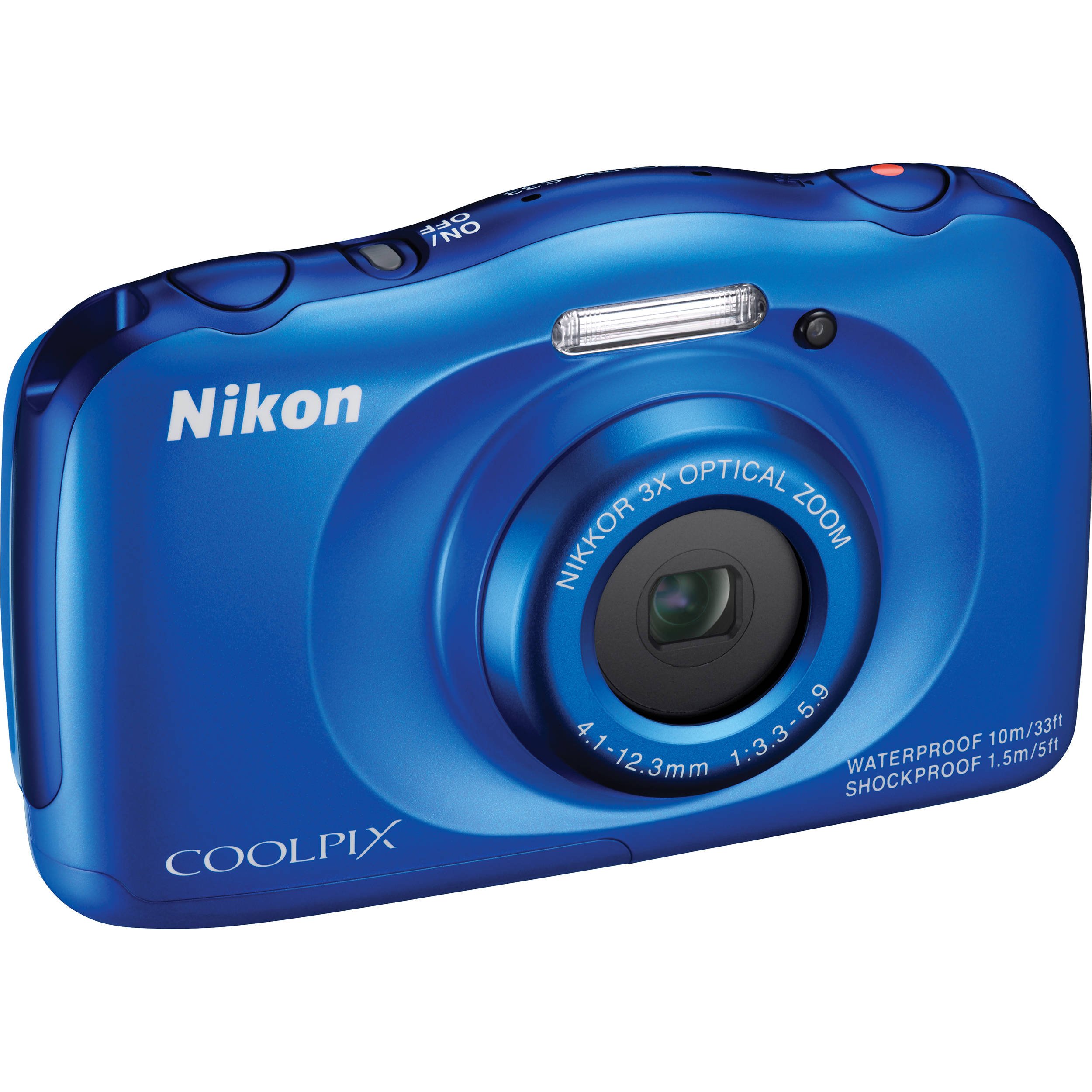 Nikon Coolpix S33 Fotocamera Digitale Compatta, 13,2 Megapixel, Zoom 3X, 3200 ISO, LCD 3", Full HD, Blu [Versione EU]