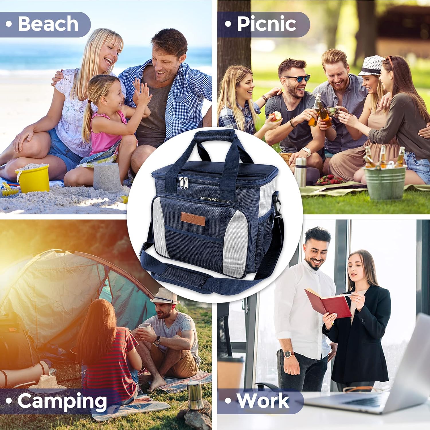 Cooler Bag 40 Cans Plus，Lunch Bags Insulated Soft Coolers Insulated, Double Leakproof Soft Sided Collapsible Beach Cooler for Picnic,Camping, Grocery,Travel,（25L