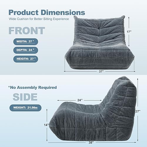 Miniatura 2 de Bean Bag Chair Big Sofa Beanbag Chair for Adults Fireside Chair Bean Bag Lounger with Memory Foam Filled for Home,Apartment or Gaming Venue(Grey
