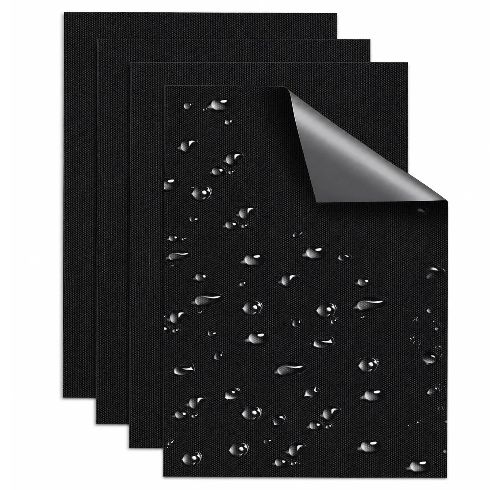 Skystuff Self-Adhesive Canvas Repair Tape, Heavy Duty Waterproof Fabric Repair Patches for Sofa, Chair, Awning, Tent, Clothes, Camping Outdoor Gear, Instant Strong Fix, 15x20cm, 4pcs Black