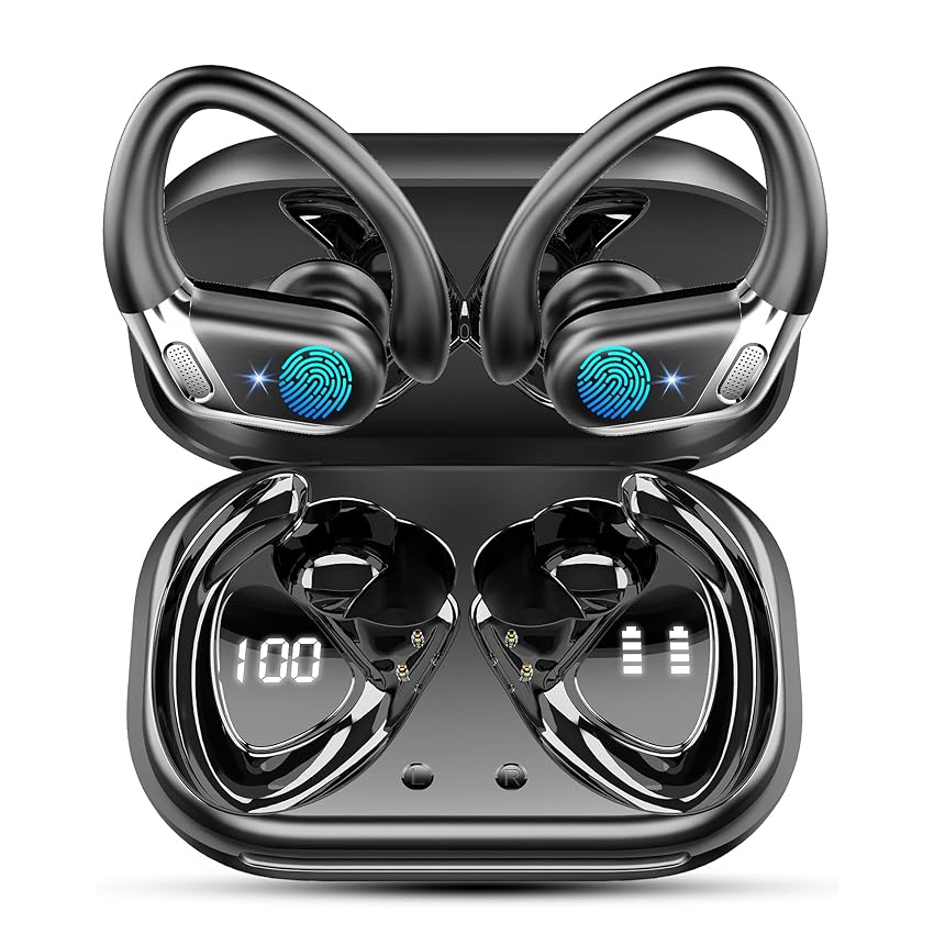 Cuffie Bluetooth Sport, 50 Ore Auricolari Bluetooth 5.4 HiFi Stereo, Cuffie Wireless Cancellazione Rumore Mics, Cuffiette Bluetooth Ricarica Rapida USB-C, Auricolare IP7 Impermeabil Palestra Correre