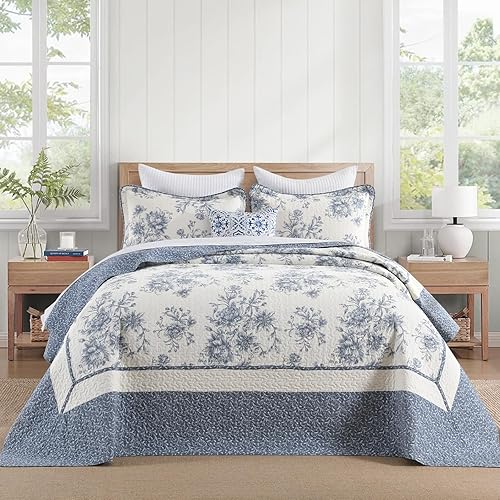 Miniatura 4 de Colchas extra anchas tamaño King de 128 x 120 pulgadas, juego de edredón reversible con diseño floral botánico de granja tamaño California King,