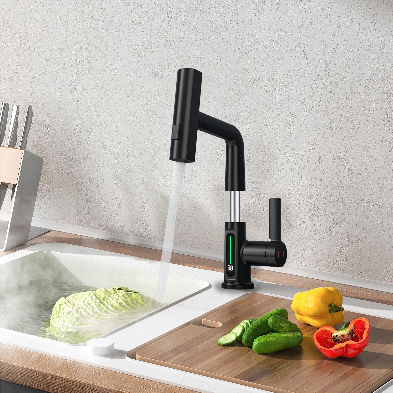 Rubinetto per Lavello Cucina Rubinetto Intelligente a Estrazione con 5