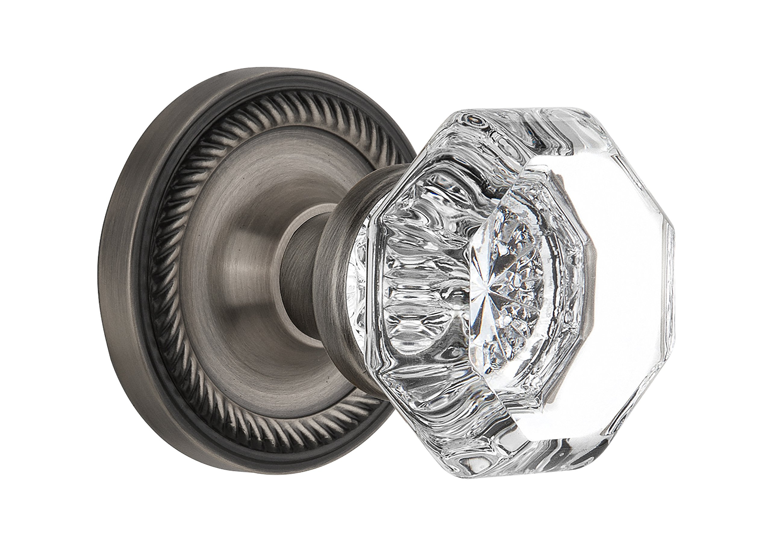 Nostalgic Warehouse BN40-ROPWAL-AP Rope Rosette with Waldorf Knob Privacy, Antique Pewter by Nostalgic Warehouse