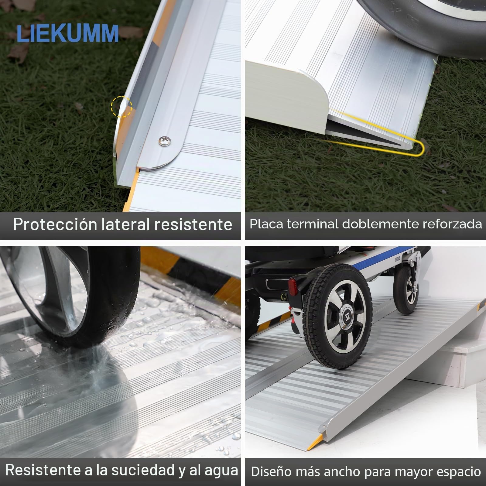 LIEKUMM Rampas para Silla de Ruedas Plegable 66 x 85 cm, Aluminio Rampa para Discapacitados para escaleras,Umbral, Capacidad 400 kg, Superficie Antideslizante