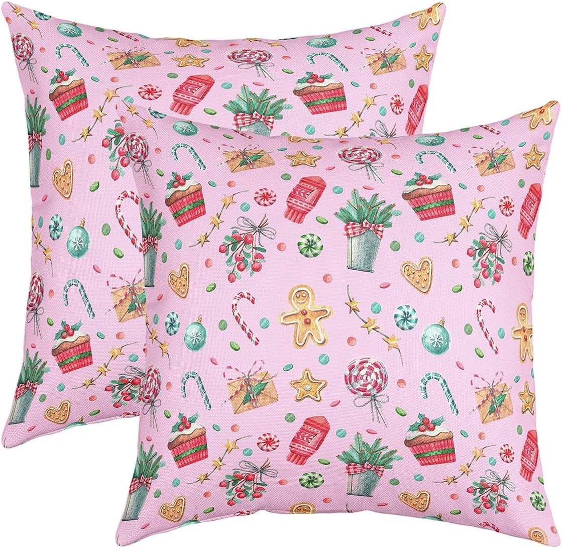 Homewish Pink Christmas Throw Pillow Covers Cute Cartoon