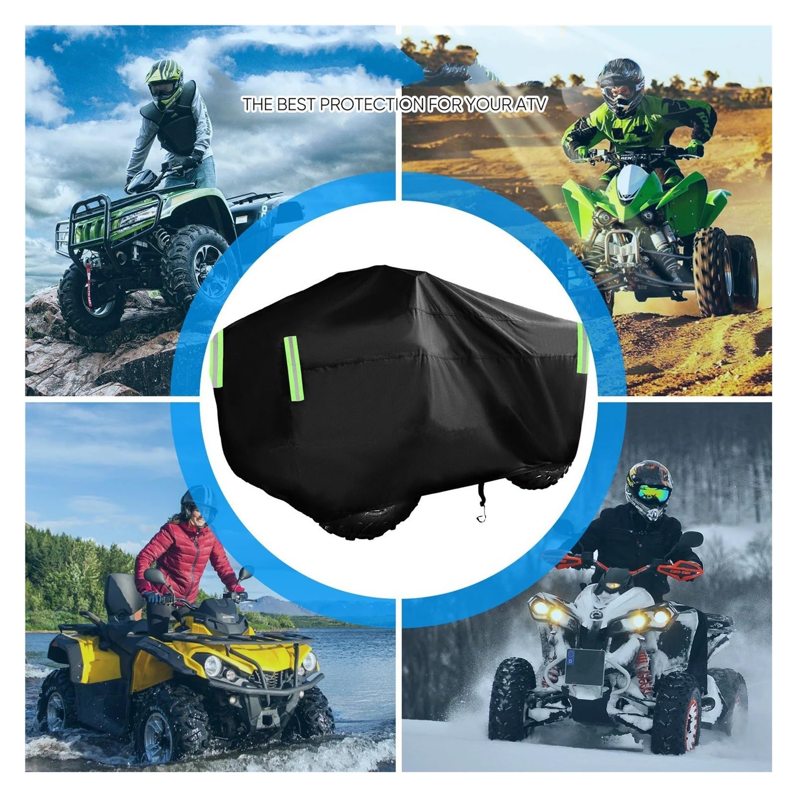 Motorrad Abdeckplane Für Sportsman Four Für Trax Foreman Prairie Quad Autoabdeckung ATV Abdeckung Regen Wasserdicht Staub Sonne UV Schnee Schutz(XL)