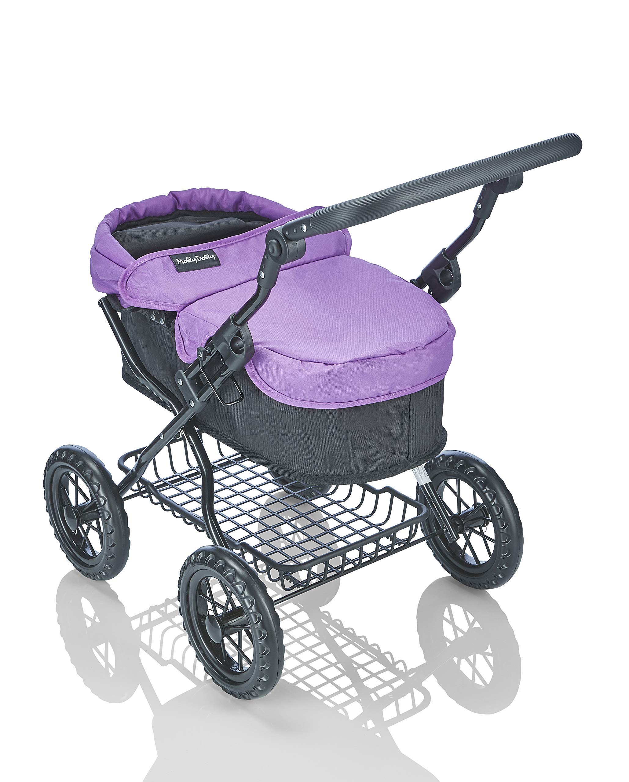 Molly Dolly Deluxe Dolls Pram with Adjustable Handle Height for