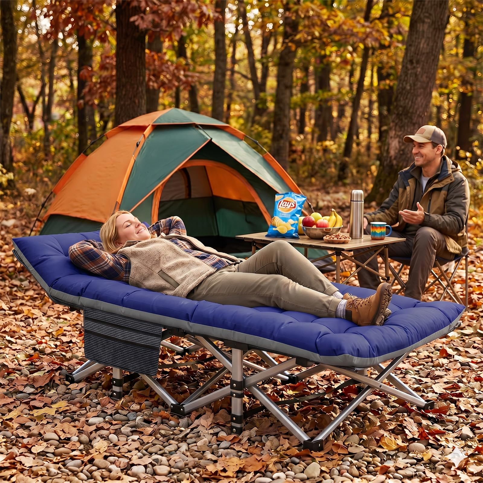 LILYPELLE Folding Camping Cot, Extra Wide Heavy Duty Sleeping Cots