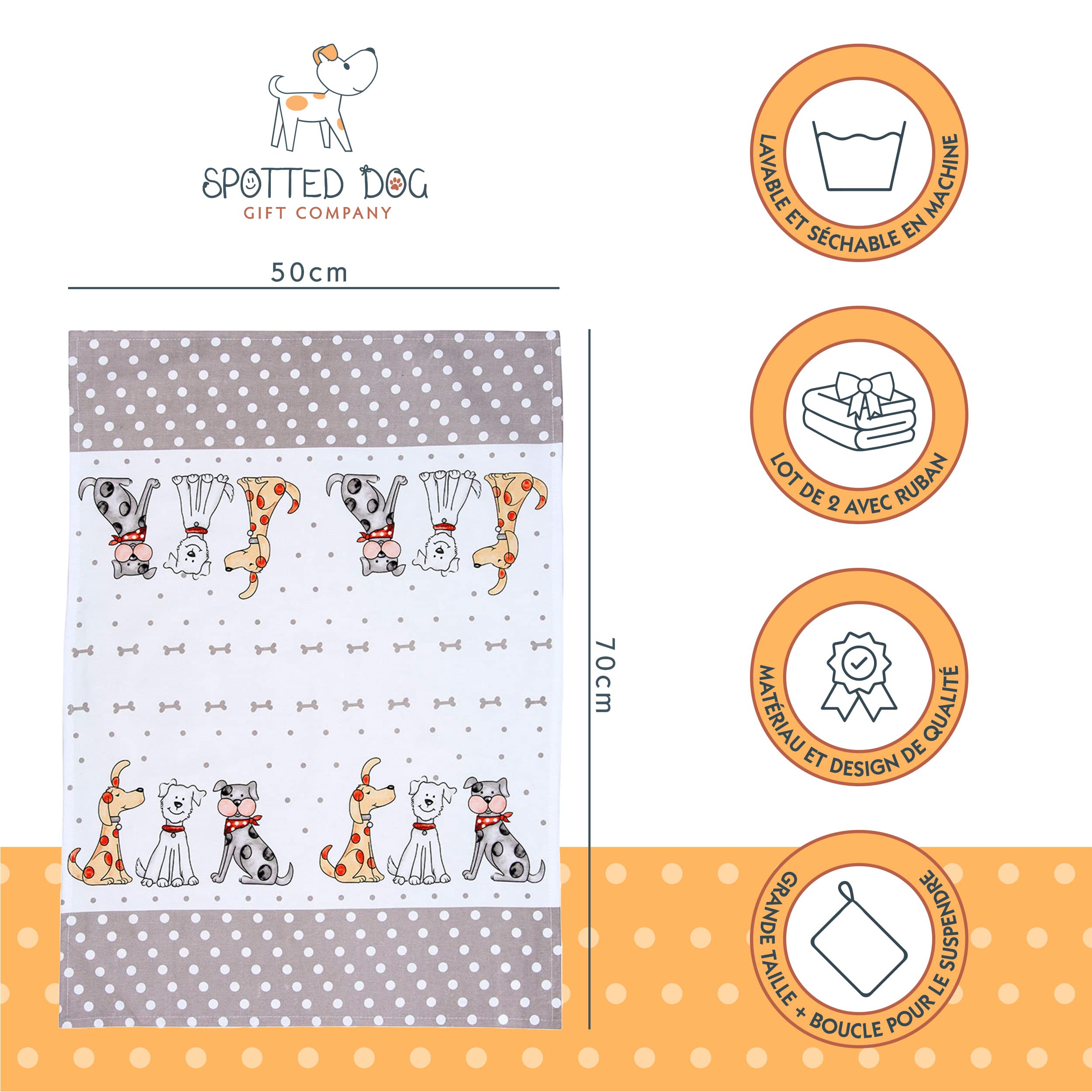 Lot De 1 Torchon Amusant D'anniversaire Avec Motif De Chiens - 45