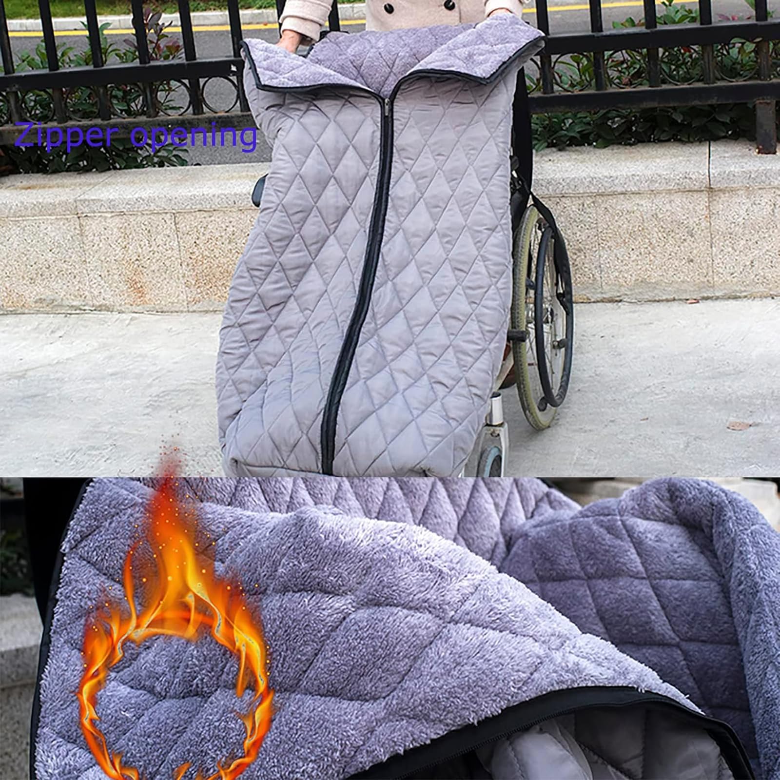 Thicken Thicken Wheelchair Full Body Warm Blanket, Fleece Lined Lower Body, Upgraded WindproofPerfect for Keeping Legs Cosy(Blue)