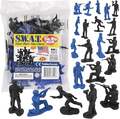Tim Mee Toy SWAT - 24 figuras policiales negras y azules hechas en Estados Unidos