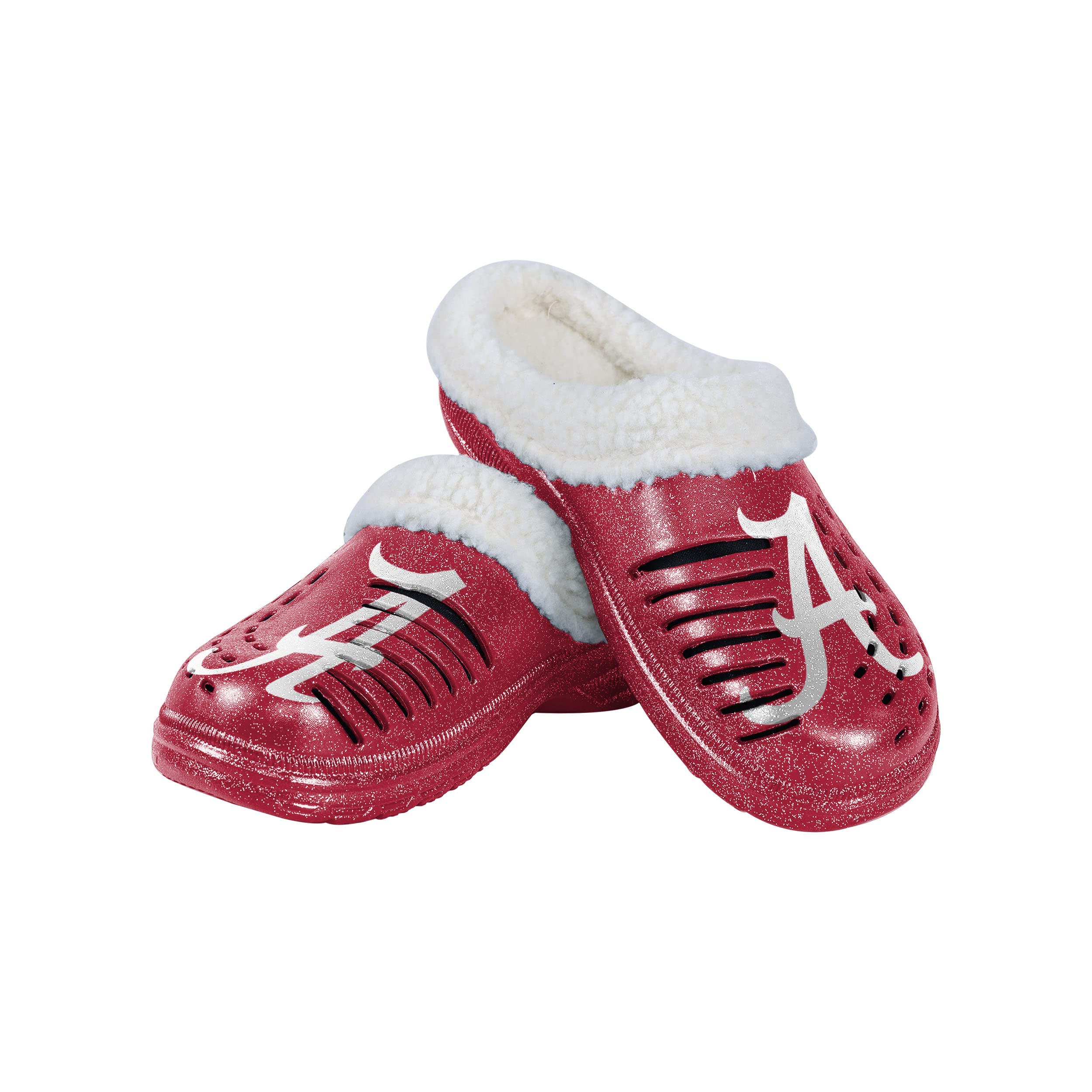 FOCO Alabama Crimson Tide NCAA Womens Sherpa Lined Glitter Clog - S