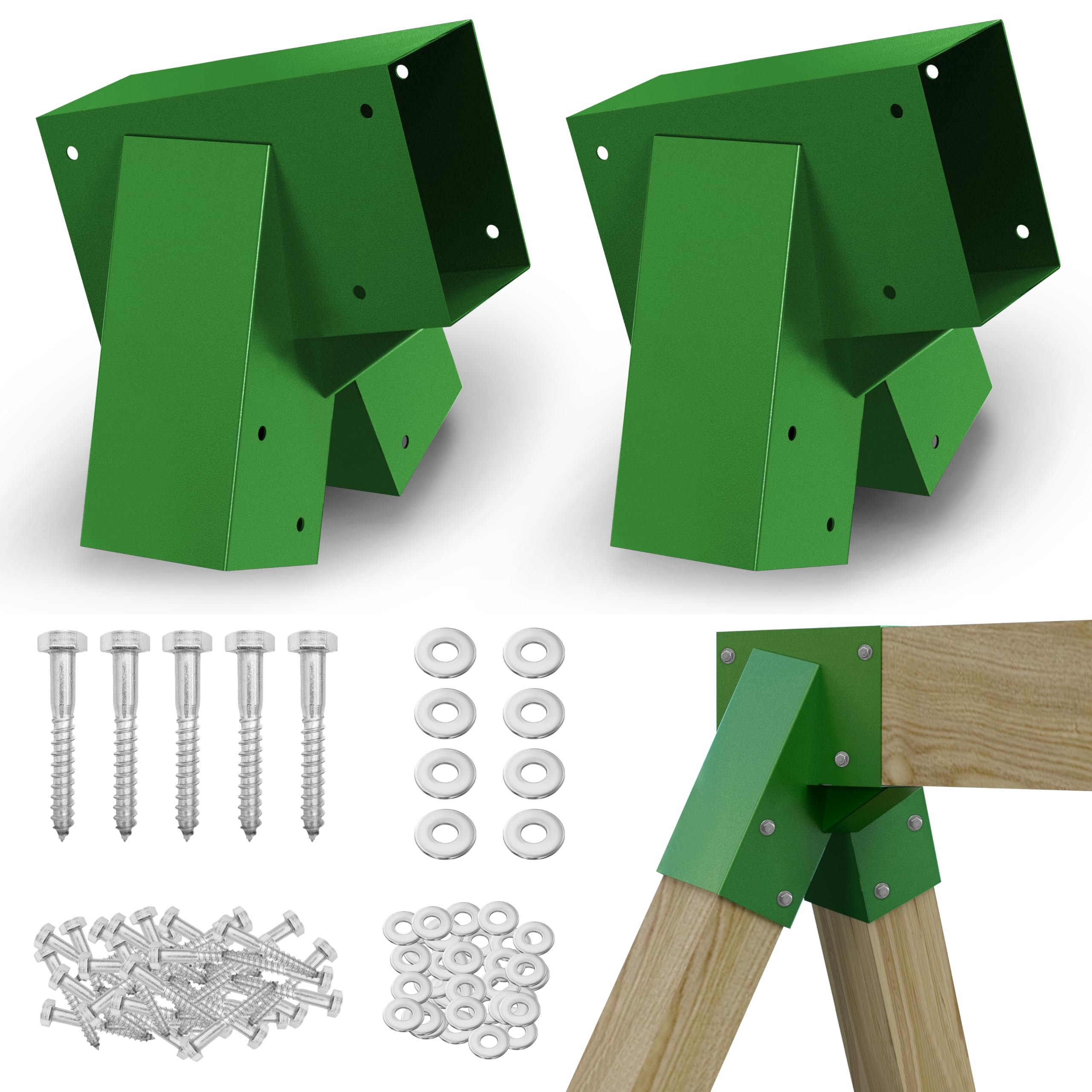 CHICAURA Swing Set Brackets,2 A-Frame Heavy Duty Steel?6lbs Each? Swing Set Hardware with All Mounting Accessories - DIY Swing Set End Bracket Swing Set Kit for Backyard, Garden, or Playground, Green
