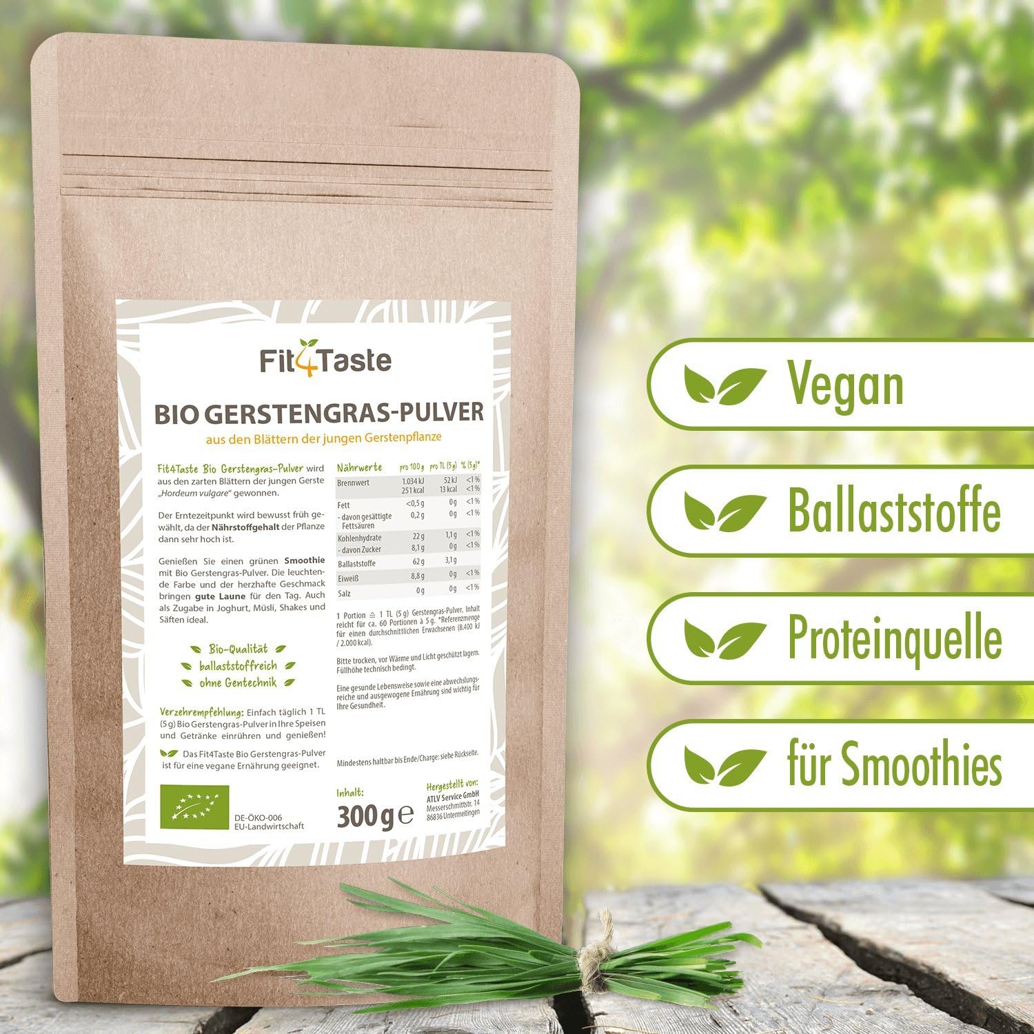 Fit4Taste Organic Barley Grass Powder 350 g