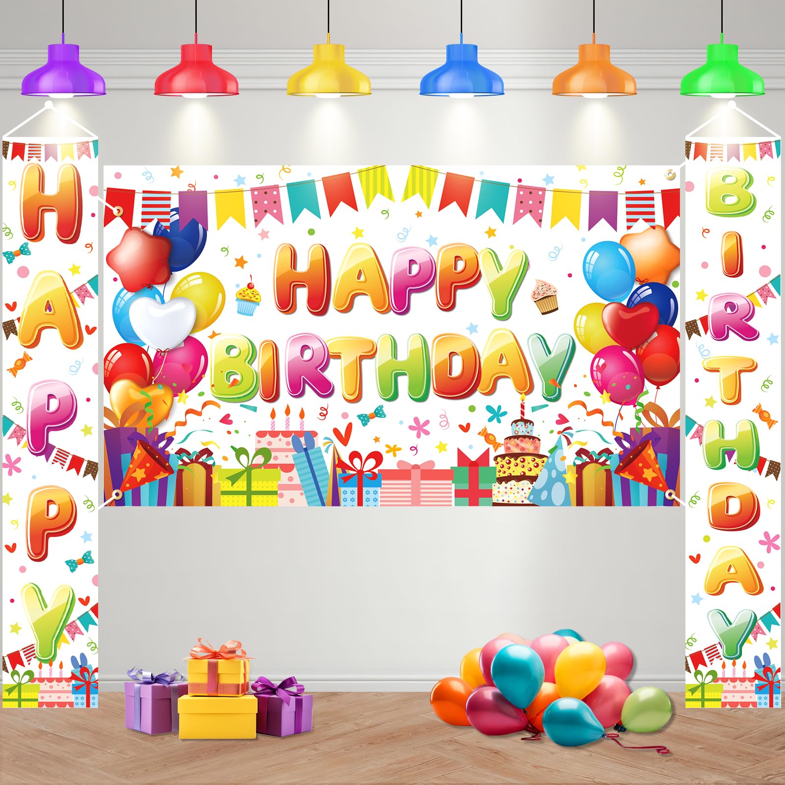 Happy Birthday Türbanner, Blau-silber – 179 X 30 Cm, Für Jungen & Männer, Innen/Außen
