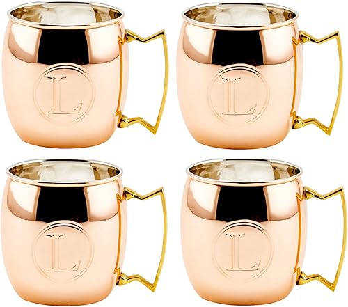 Miniatura 4 de Old Dutch - Taza de cobre macizo con monograma, de 16 onzas, L