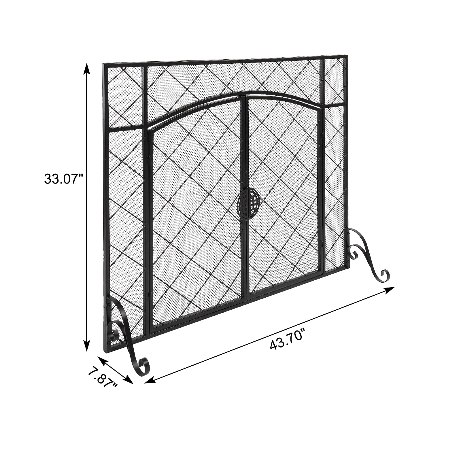 Schermi per Caminetti di Guardia Camino Screen Schermo sottile Rhombus Rhombus Piccola decorazione della griglia Doppia porta quadrato in ferro battuto Accessori per Caminetti in Rete Decorativa
