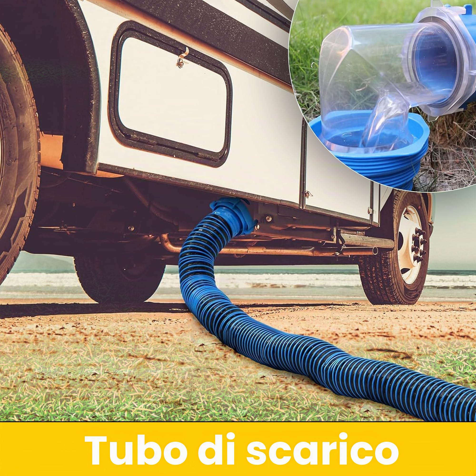 Offgridtec® Set di tubi di scarico per camper senza attrezzi, ideali per lo scarico dell'acqua e delle acque reflue