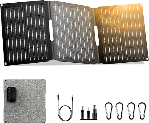 ZeroKor - Cargador de panel solar portátil de 22 W, kit de panel solar plegable con CC USB C USB A para almohadilla de teléfono, dispositivo