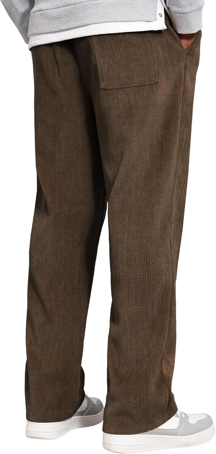 Mens Fashion Casual Elastic Waist Drawstring Baggy Pants Loose Fit Wide Leg Straight Sweatpants - Image 4