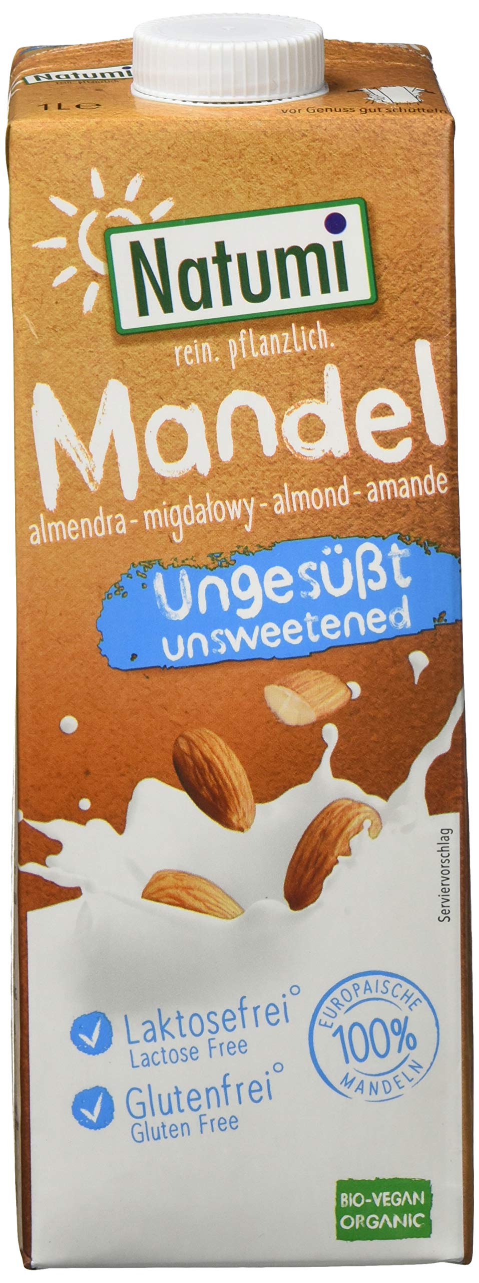 Natumi Mandeldrink Ungesüßt Bio Vegane Milchalternative, Nuss, 1 ltr (6er Pack)