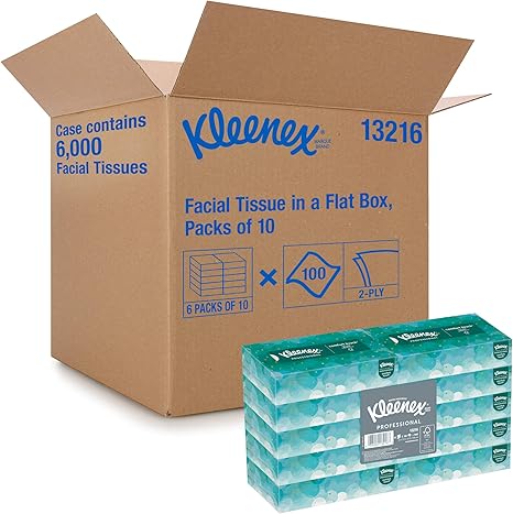 Amazon Com Kimberly Clark Kleenex Facial Tissue 2 Height X 4 75 Width X 8 875 Length White 60 Boxes Of 100 Tissues Total 6000 Tissues Health Household