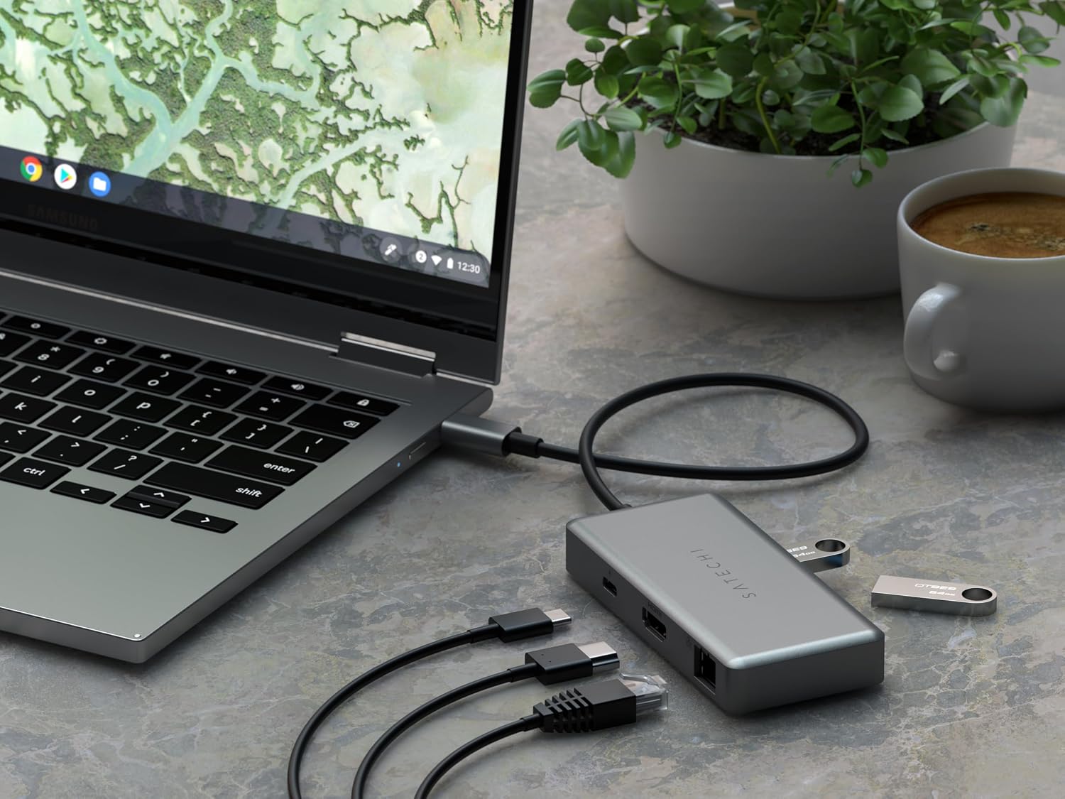 5-in-1 USB-C マルチポートアダプター Chromebook認証 ギガビットイーサネットハブ 4K HDM 【REIGNITED】