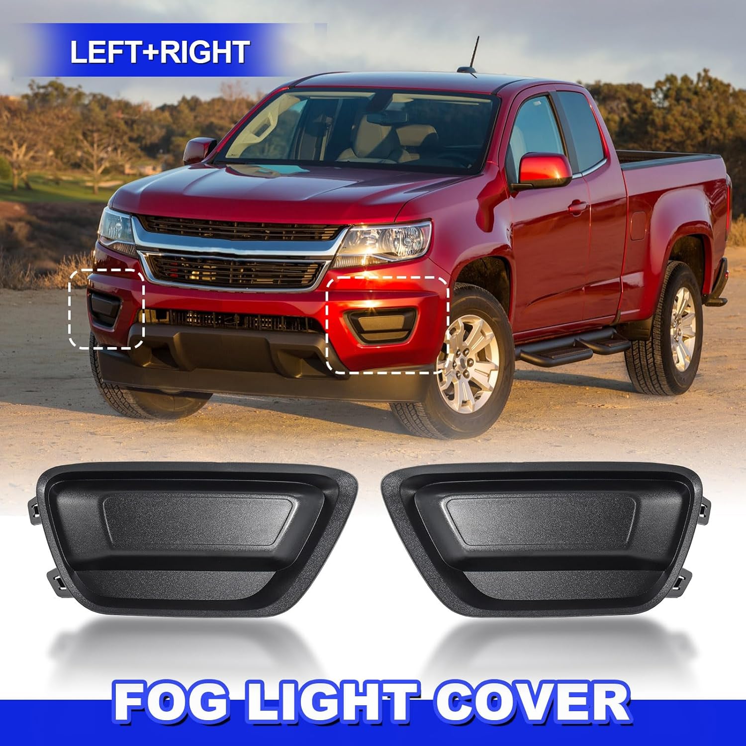 GearUp Pair Fog Light Cover Bezel for Chevy Colorado 2015-2021 Left and Right Side 22925745, 22891702