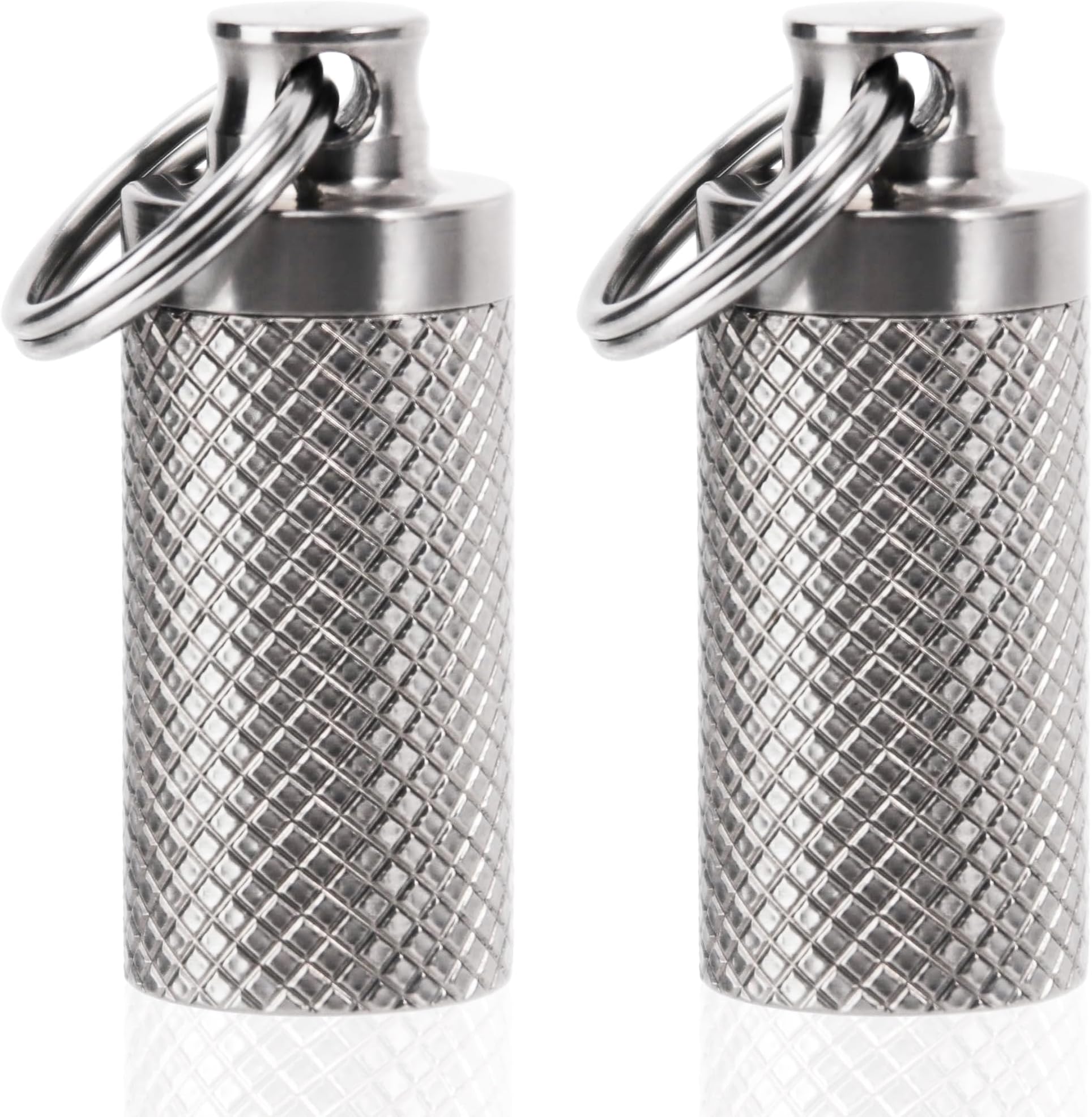 TISKY 2Pack Titanium Keychain Pill Holder Container,Waterproof Portable Pill Box Case for Purse or Pocket, Pill Fob Medicine Organizer for Outdoor Travel