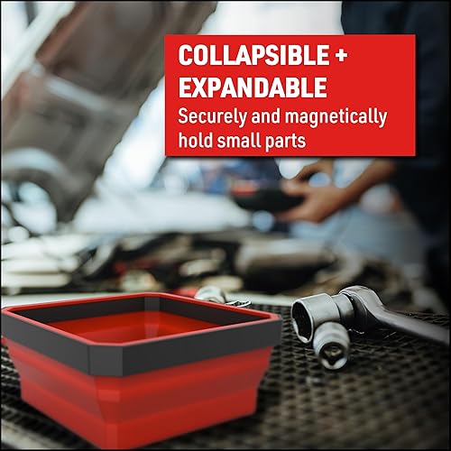 Miniatura 7 de E-Z Red RD - Organizador expandible EZTRAY-Q hecho de cuerpo de silicona fuerte y flexible y bandeja magnética de piezas de placa ABS, una grande