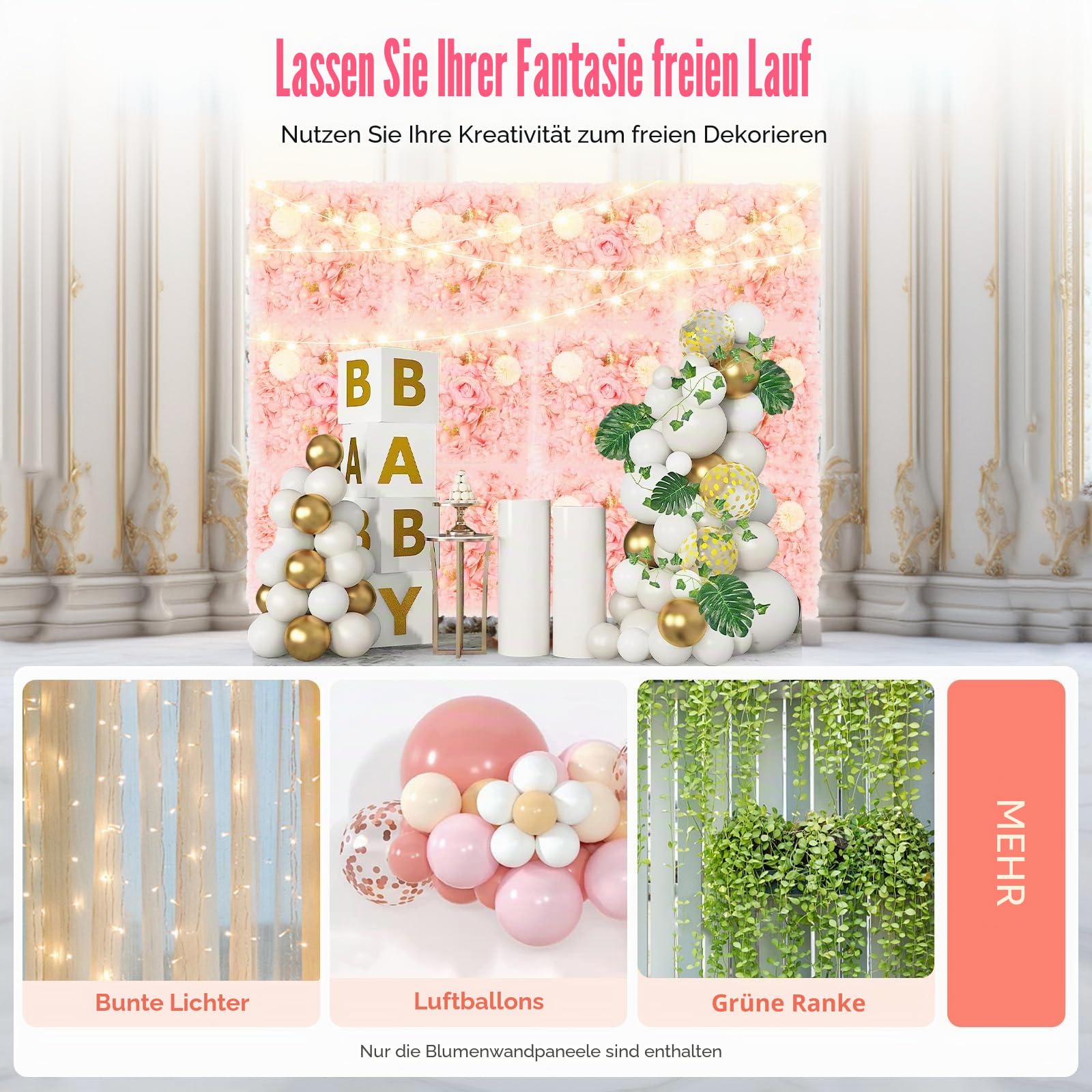 3D Blume Wand Panel, 12 Stücke künstliche Blumenwand Hintergrund Seide Rose Matte für Hochzeit Dekoration Shop Foto 38 * 38cm