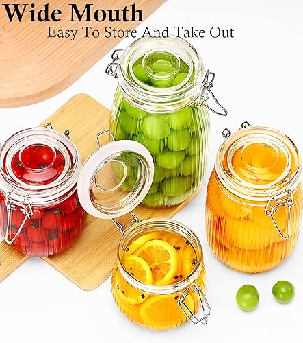Miniatura 4 de Tarros de vidrio con tapa hermética de 16 onzas-2 unidades, recipientes de almacenamiento de alimentos sellados gruesos con tapa hermética, a prueba