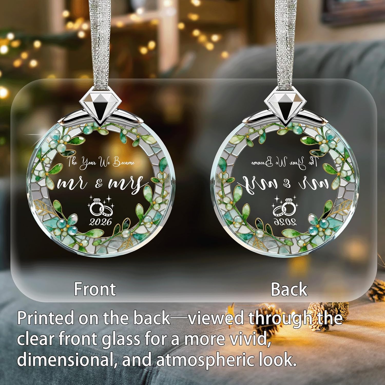 Wedding Gifts for Couples -First Christmas Married Mistletoe Ornament 2026