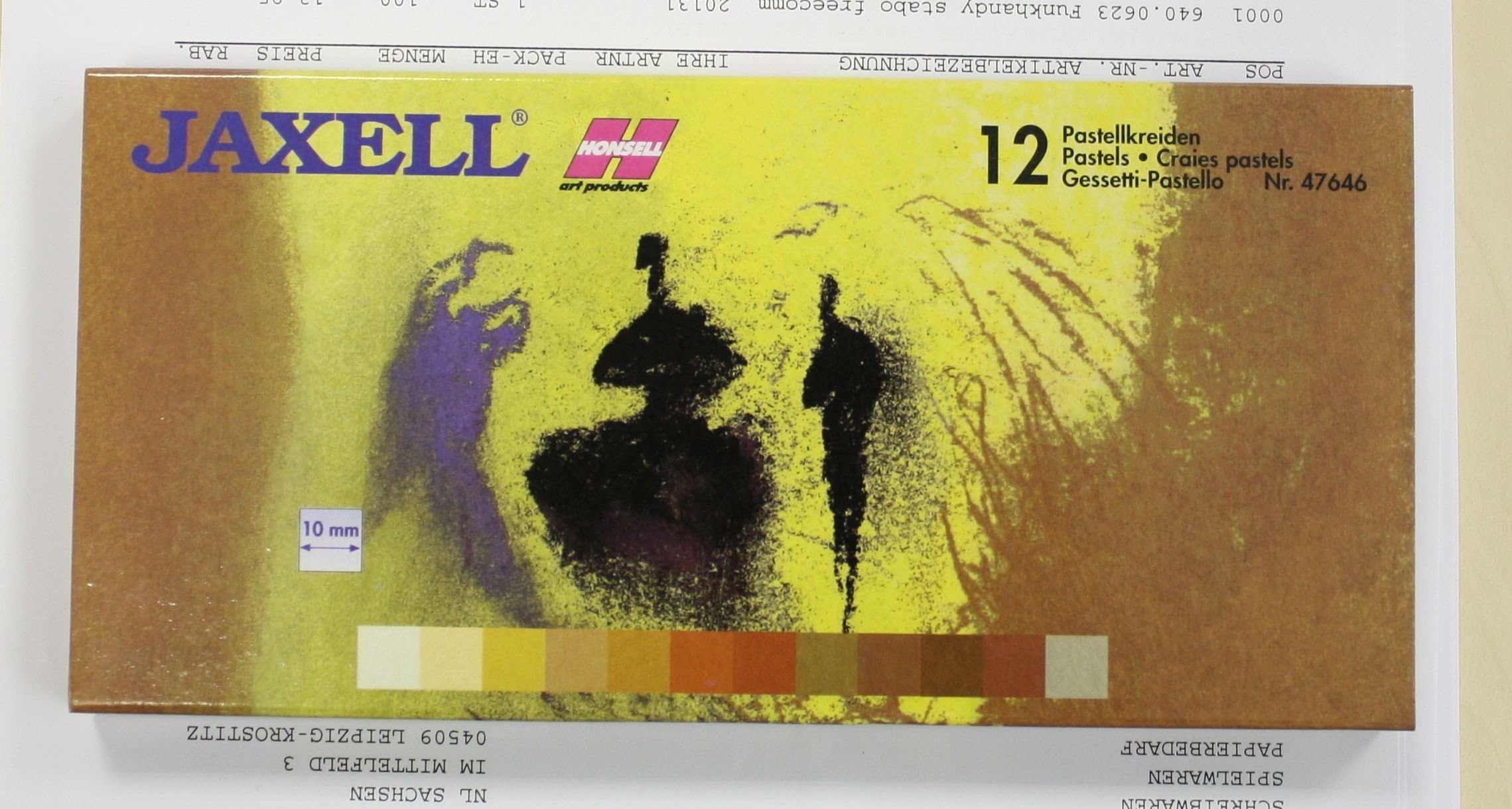 Honsell Jaxell 47647 Pastel Chalk, Square Shape, Set of 12 in Brown Tones, Rich Colours, for Flat and Precise Work, for Artists, Hobby Painters, School, Art Lessons, Training