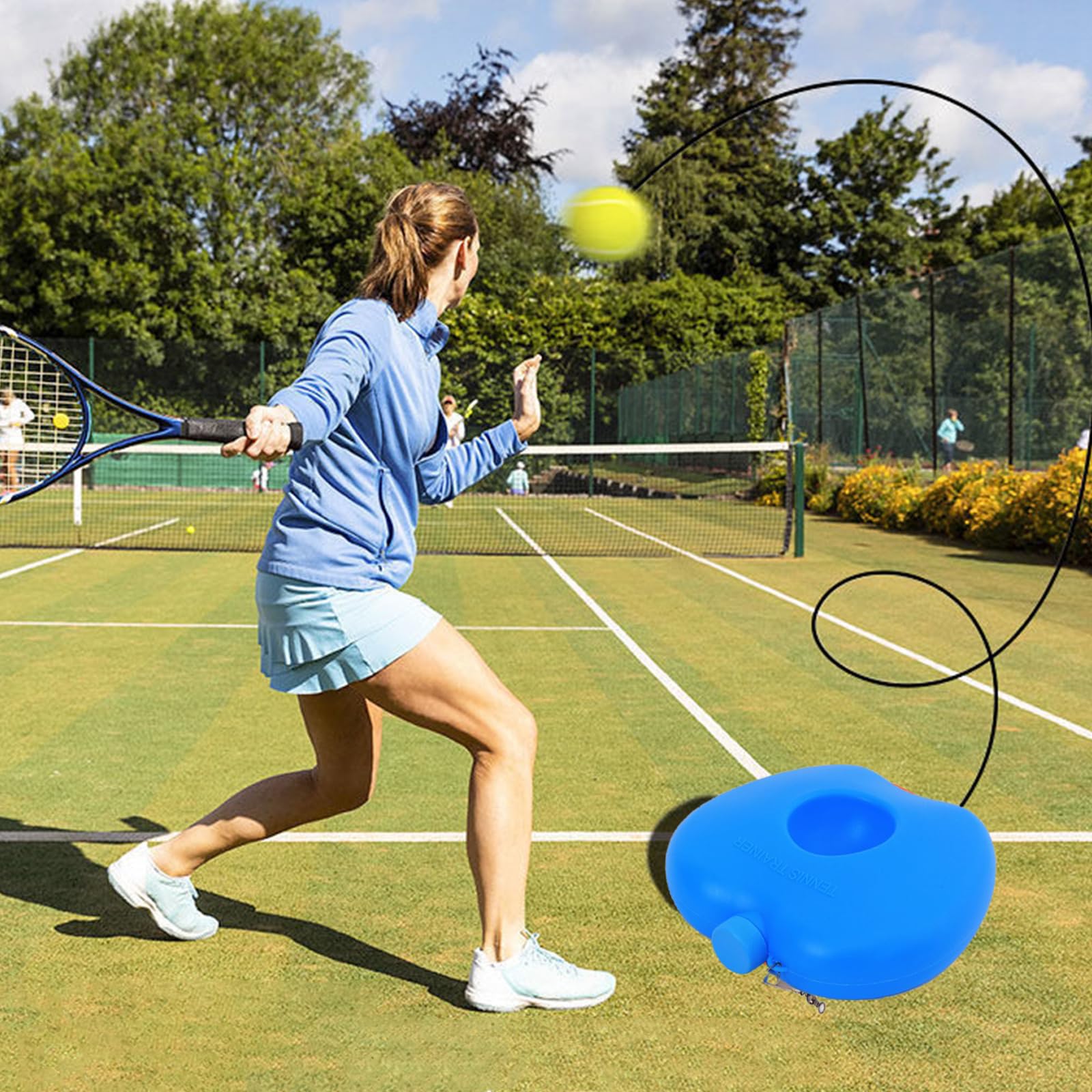 Funmo Juego de entrenador de tenis, tabla de base con 2 pelotas de rebote