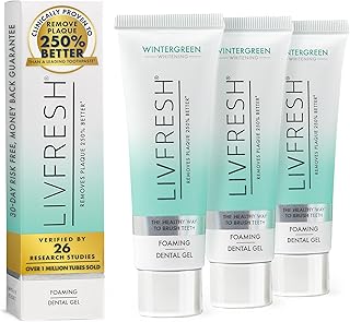 LIVFRESH Toothpaste Gel, Clinically Proven to Remove Plaque 250% Better, Improves Gum Health 190% Better, Prevents & Reduces Tartar, Freshens Breath, SLS Free Dental Gel, Wintergreen, 3 Pack