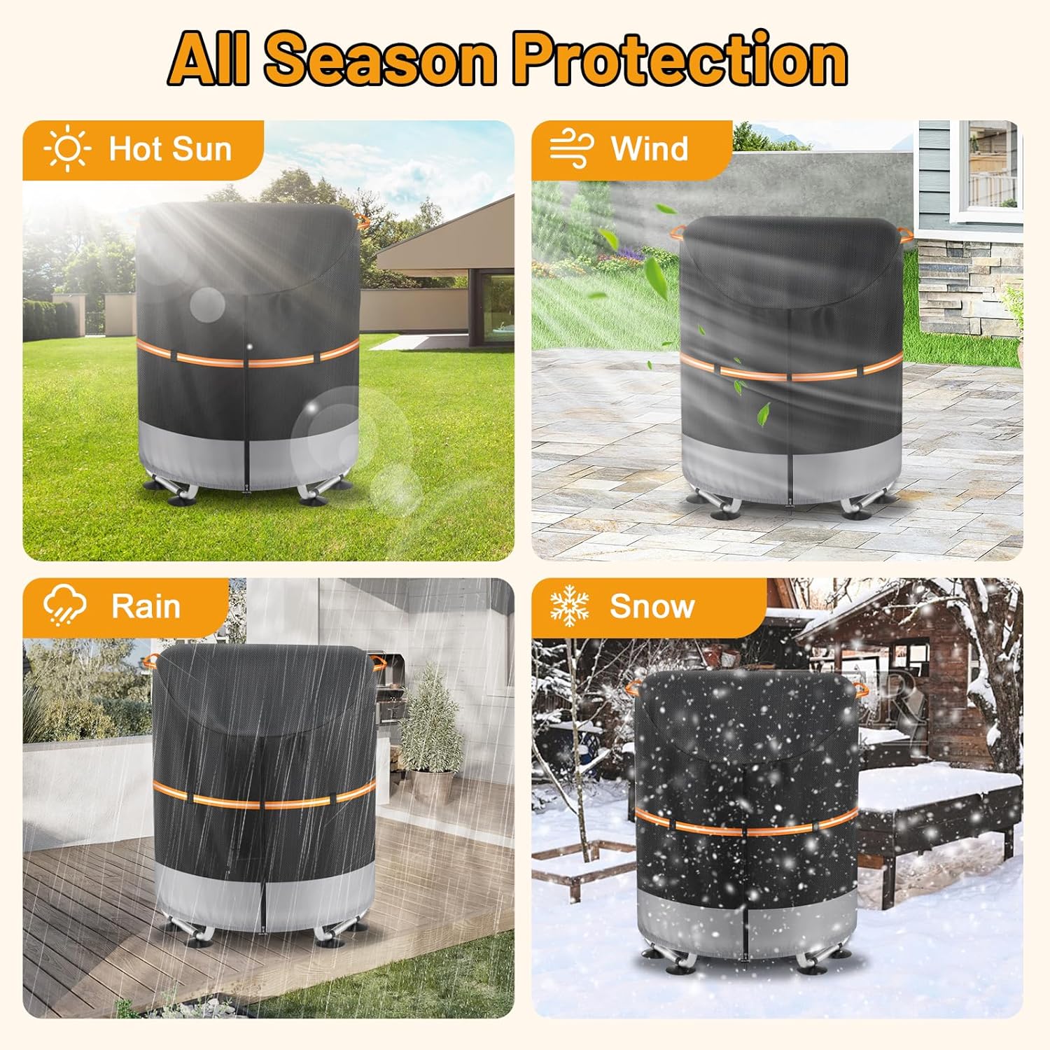 Mini Trampoline Cover for Kids 55–60 Inch – Heavy Duty 600D UV Resistant Waterproof Protective Cover – Fits Round Backyard +Toddler, with Drawstring & Buckles (Black, Fits 55–60 in Mini Trampoline)