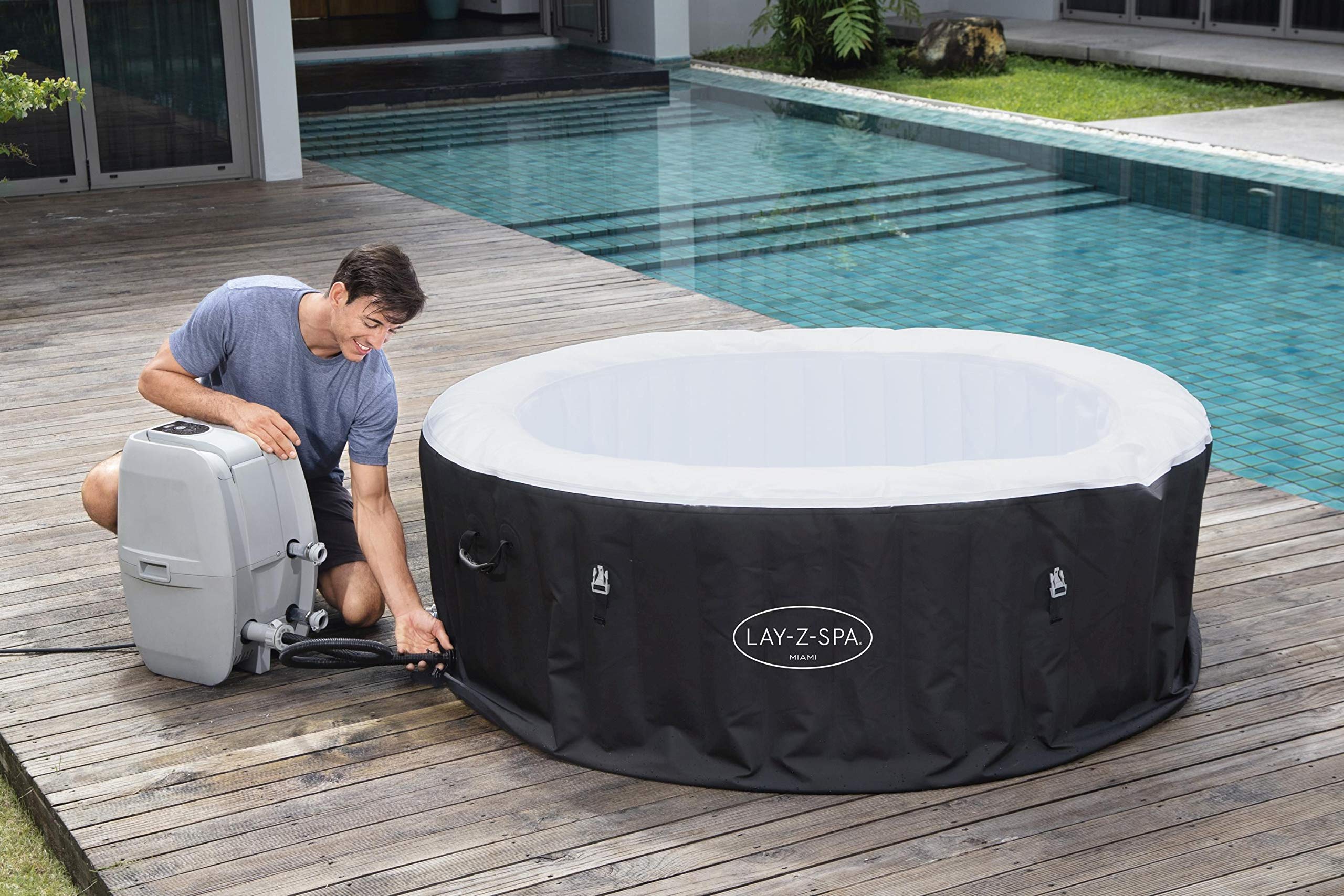 Bestway 60001 Minipiscina idromassaggio gonfiabile Miami Lay-Z-Spa AirJet