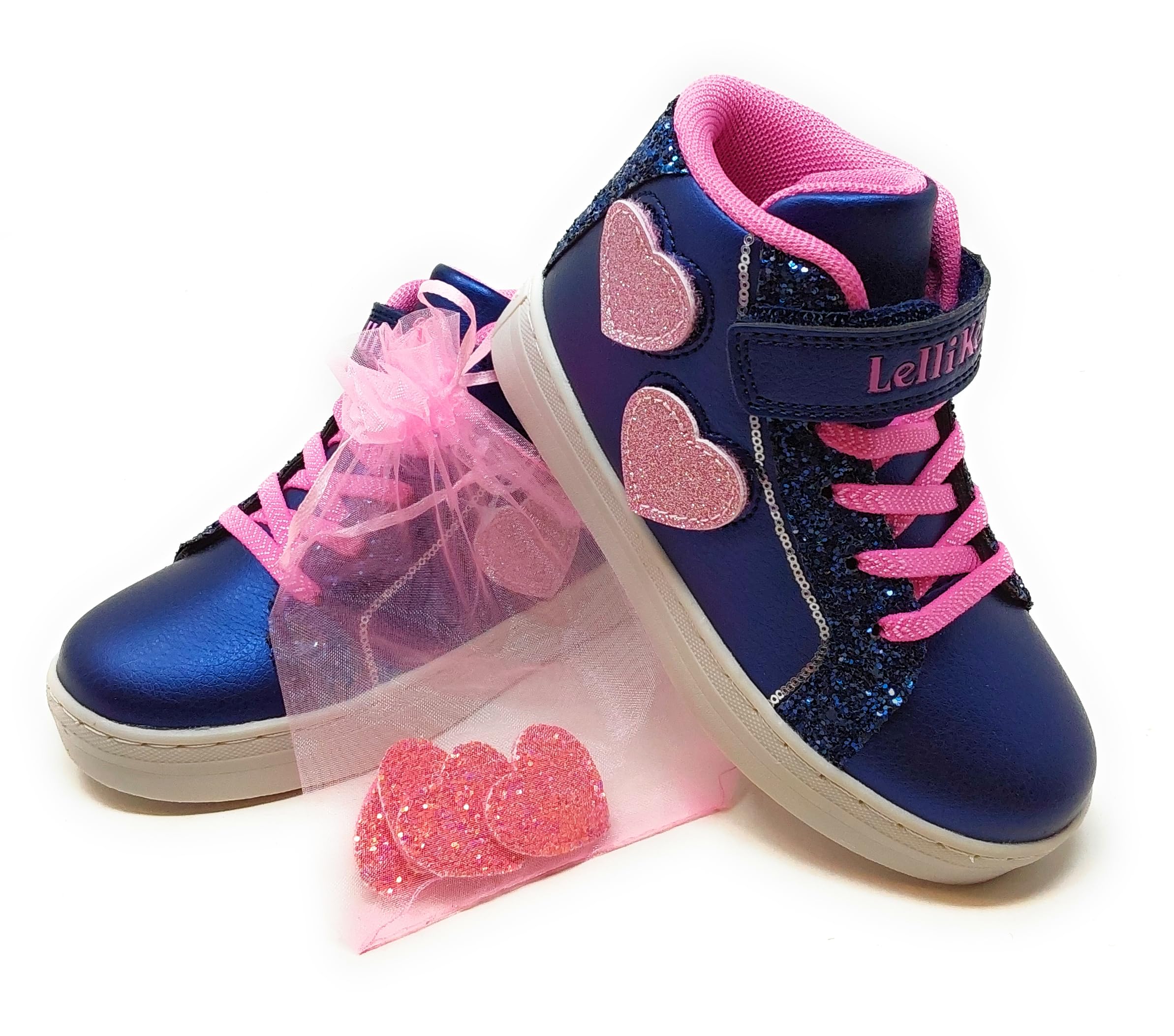 Lelli Kelly Miriam Scarpe LKAA5216,Blu Navy con Cuori Patch Rosa