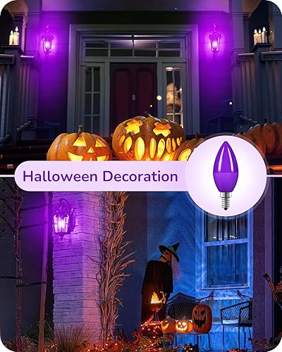 Miniatura 2 de EDISHINE Bombilla púrpura regulable, bombillas de candelabro C35 E12, equivalente a 60 W, bombilla LED para candelabro, bombilla de vela vintage,