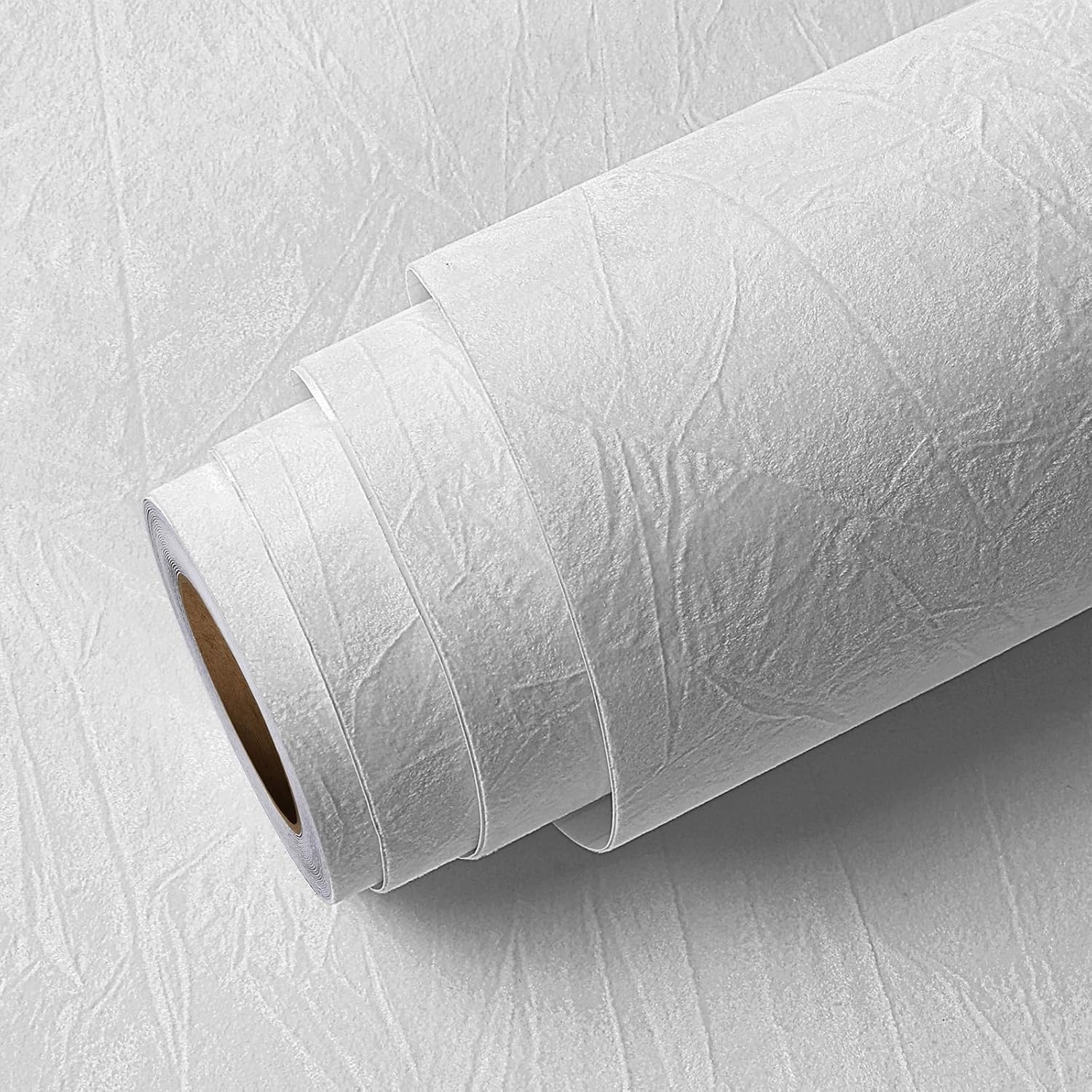 Stickyart 24"x160" Felt White Wallpaper Peel and Stick Fabric Suede Wallpaper Removable Velvet Flocking Solid Color White Wall Paper Self Adhesive Textured Contact Paper for Lining Shelf Dresser