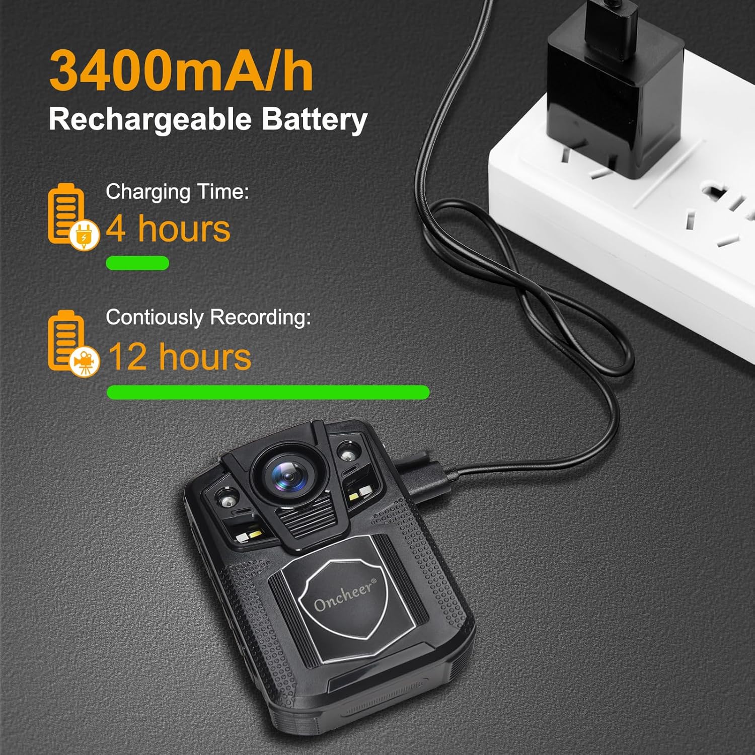 1296P Patrol Sport Body Camera, Video Recorder Cams with 64G SD Card, Shoulder & Waist Clip, Infrared Night Vision Bodycam, 12H Continous Record for Police Security Guards Sporting Trip