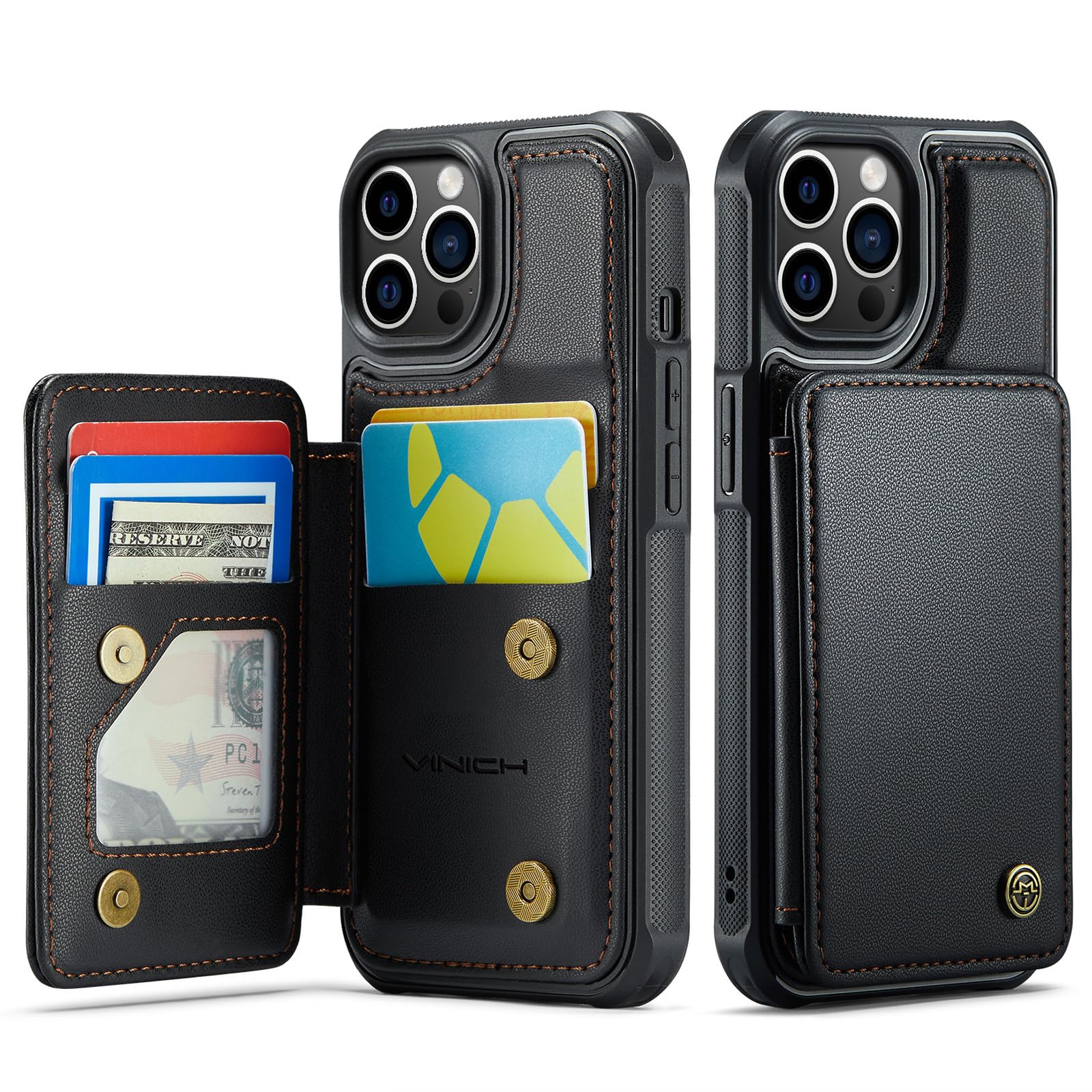 Vinich for iPhone 12 Pro Max Wallet Case with Card Holder, RFID Blocking Credit Slots Kickstand Shockproof Phone Cover Fit for iPhone 12 Pro Max 6.7"