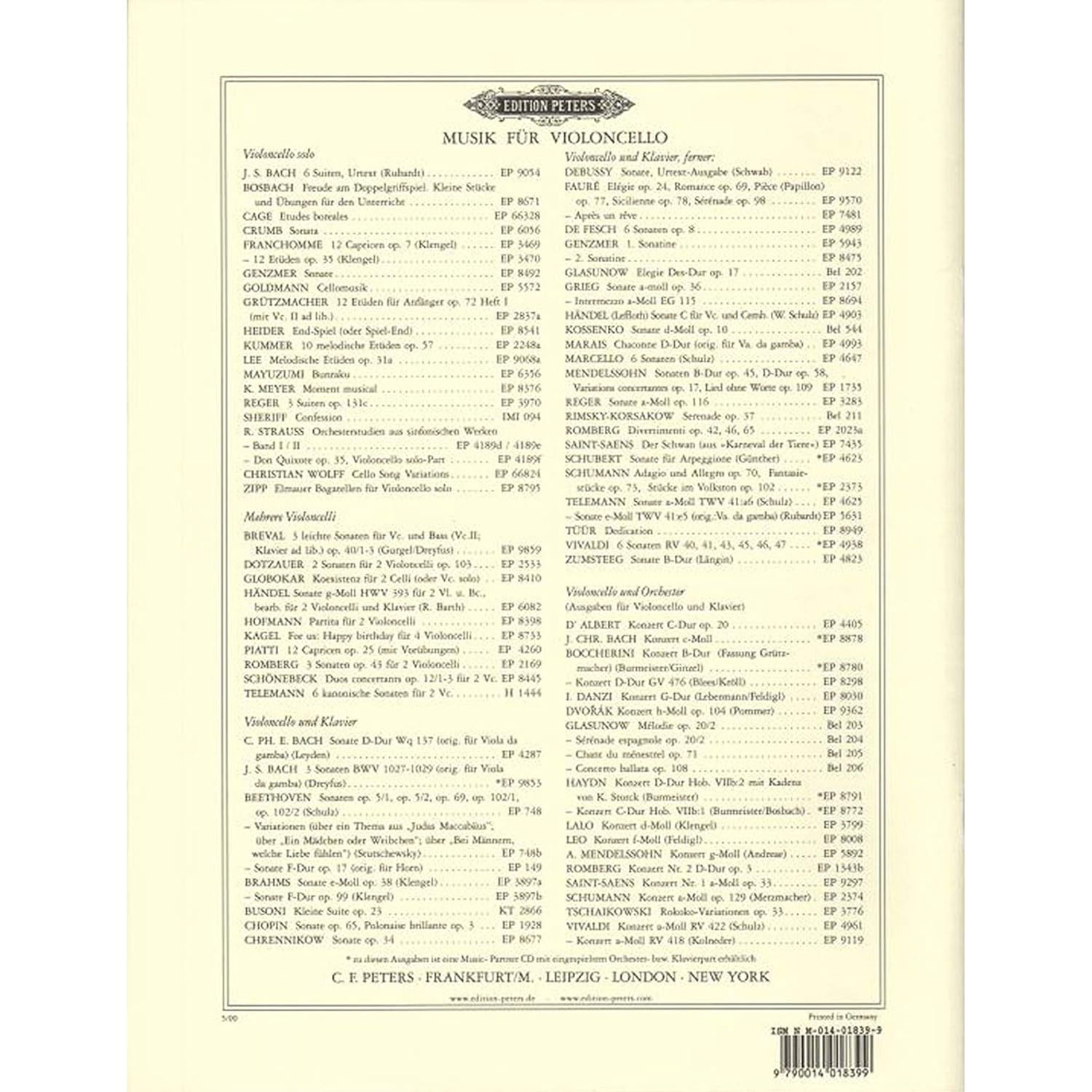 Lalo: Cello Concerto in D Minor (Solo Part with Piano Reduction)      Sheet music – January 1, 2010