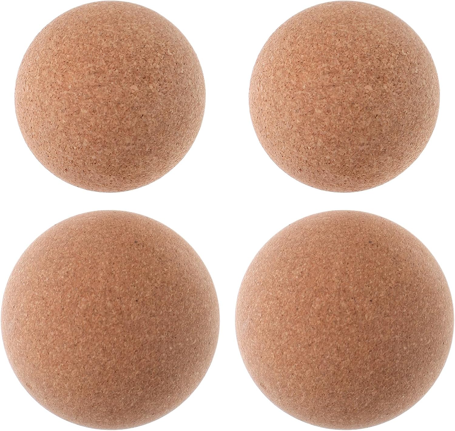 Cork Massage Balls for Deep Tissue Therapy and Plantar Fasciitis Relief, 4pcs Set (60mm 70mm), Yoga Fascia Myofascial Release Tools for Muscle Relaxation and Foot Massage