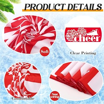 24 Pcs Cheerleader Gift Bulk Cheerleading Plastic Tumbler Cheer Team Cooling Towel Reusable Cheerleader Water Bottle with Lid and Straw for Cheer Sport Party Favor Women Girl Teen (Red)