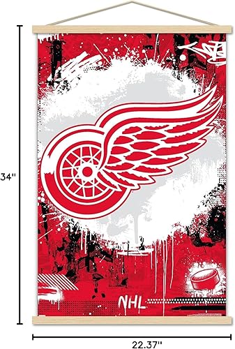 Miniatura 7 de Trends International NHL Detroit Red Wings - Póster de pared con logotipo Maximalist 23 con marco magnético