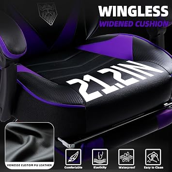 Vonesse Gaming Chair, High Back Gaming Chair with Footrest and Massage, Gaming Chairs for Adults with Pocket Spring Cushion, Big and Tall Reclining Computer Chair with Lumbar Support (Purple/Black)