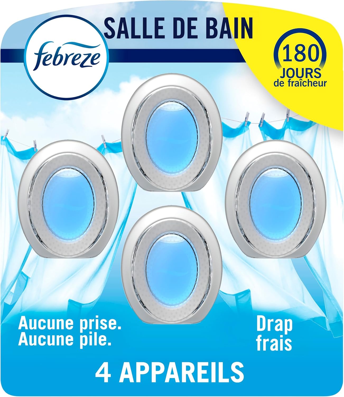 Febreze Bathroom, Odor-Fighting, Plug In Alternative, Air Fresheners for Home and Bathroom, Kitchen & Closet, Linen & Sky Scent, 4 Count - Image 2